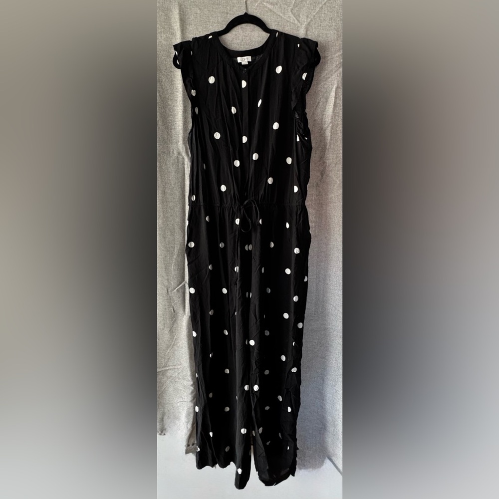 Loft Black and White Polka Dot Jumpsuit